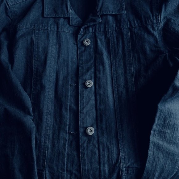 Simons Contemporaine ladies short painters-style dark indigo denim jacket MED - Picture 6 of 6